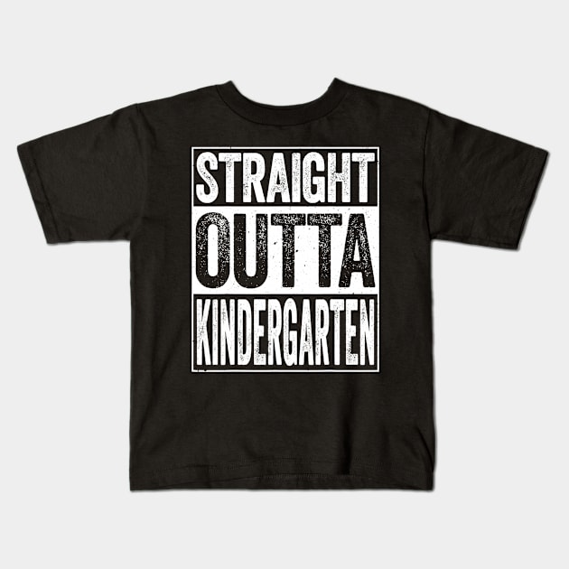 Straight Outta Kindergarten Tshirt Funny Graduation Gift Kids T-Shirt by marjaalvaro